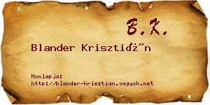 Blander Krisztián névjegykártya